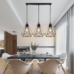Rtro lustre suspension industrielle cage forme dimant e27 20, 5cm lampe abat - jour metal luminaire ...