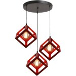 Rtro lustre suspension industrielle e27 3 lampe rouge plafonnier luminaire salle  manger chambre