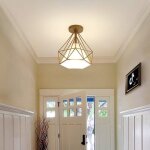 Retro plafonnier industrielle cage en forme diamant en m�tal fer lustre suspension luminaire pour salon ...