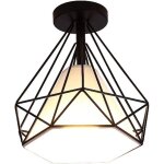 Retro plafonnier industrielle cage en forme diamant en m�tal fer lustre suspension luminaire pour salon ...