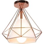 Retro plafonnier industrielle cage en forme diamant en m�tal fer lustre suspension luminaire pour salon ...