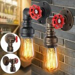 R�tro vintage industriel edison e27 applique murale en fer applique murale tuyau d'eau style appliques ...