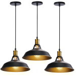 Rtro vintage industrielle lustre suspension e27 luminaire adjustable pour salon chambre noir 3pcs