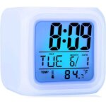 R�veil pour enfants, horloge num�rique 7 couleurs changeantes led, r�veil de chevet avec lumi�res pour ...