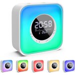 R�veil lumineux avec enceinte bluetooth avec lampe de chevet led avec 10 changements de couleur, r�veil ...