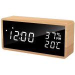 R�veil num�rique en bois, horloge num�rique avec 3 r�glages d'alarme, alarme �lectronique aliment�e par ...
