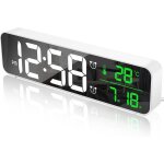 R�veil num�rique, horloge murale r�veil matin led digital miroir grand ecran avec temp�rature date, 2 ...