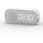 R�veil num�rique led, surface miroir, bouton, fonctionnement, bluetooth, haut - parleur 5. 0 sans fil, ...