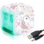 Rveils numriques licorne pour les filles, cube lcd led de nuit brillante avec enfants lgers rveillez ...