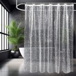 Rideau de douche 180 x 180 cm, 3d semi transparent eva pas de lavage rideau transparent, motif de galets ...