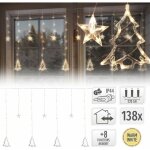 Rideau lumineux avec 138 leds, arbres de no�l et �toiles, 220 cm, blanc chaud, 8 fonctions, fonctionne ...