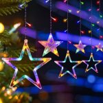 Rideaux lumineux �toiles, rideau lumineux �toiles 3m, 8 modes d'�clairage, d�coration de no�l int�rieure ...