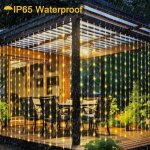 Rideau lumineux solaire 3m x 3m 300 led guirlande solaire ext�rieure avec t�l�commande, 8 modes guirlande ...