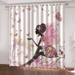 Rideaux occultants isolant thermiques blanc rose jaune papillon f�e 1 pi�ces chambre enfant bebe fille ...