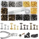 Rivets en cuir 180 pi�ces 3 tailles double rivet goujons tubulaires en m�tal rivets couture sac, rivets ...