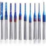 Rnemitery - fraise cnc 10pcs nano blue coat, 0, 8 - 3 mm, queue de 1 / 8