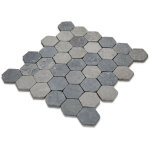 Ro'ma nature - tomette carrelage hexagonal pierre naturelle sinai - 14x14x2 cm - gris (vendu par paquet ...