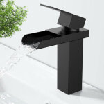 Robinet cascade noir mitigeur de lavabo monotrou robinetterie lave - mains avec levier unique en acier ...