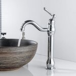 Robinet salle de bain r�tro chrom� antique mitigeur lavabo vasque pivotant � 360� hauteur 32. 5cm