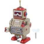 Robot m�canique vintage � remontoir - jouet collection en m�tal pour d�coration et cadeau d'anniversaire ...