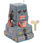 Robot � remonter vintage en m�tal, jouet r�tro m�canique pour collection, d�coration de f�te ou accessoire ...