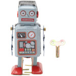Robot vintage � remontoir jouet m�canique marchant en m�tal �tain r�tro pour d�coration photo cadeau ...