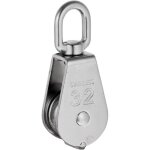 Robuste poulie � corde r�a simple avec emerillon pivotante en inox pulley block charge max. 35 - 1000 ...