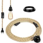 Rope chandelier, retro e27 socket with 4. 5 meter electric wire and switch, for rope pendant lamp(bulb ...