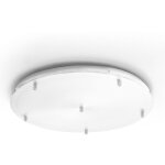 Rosace plafond ronde blanche ip20 alice ? base pour suspension moderne, 6 trous, connexion centrale, ...