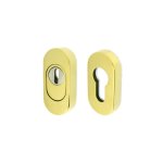 Ouvre&deco ? lot de 2 rosaces ovales de s�curit� pour cylindre ? acier inoxydable dor� ? �paisseur de ...