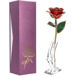Rose en or 24k immortalis�e - cadeau romantique pour �pouse ou petite amie, id�e d�co de mariage avec ...