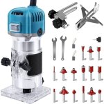 Rosvola - bois d�fonceuse affleureuse �lectrique 800w 30000rpm / min, avec 15pcs 1 / 4' pinces bits affleureus ...