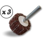 Roue abrasive de polissage satinage sur tige lamelles tissu abrasif et mousse abrasive - lot de 3 - � ...