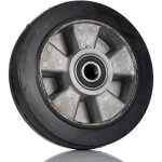 Roue de chariot caoutchouc noir 200mm x 50mm, alsage 20mm, longueur 60mm, roulement  bille, capacit ...