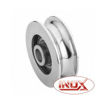 Roue gorge u sur roulement pour portail 20mm - 80mm - inox
