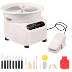 Roue de poterie 250 mm, tour de potier electrique 350 w, avec pedale ecran tactile lcd et tablier, mini ...