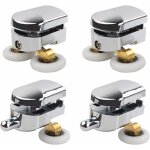 Rouleau de porte de douche, 4 roulettes doubles pour porte de douche roulettes coulissantes porte roue ...