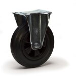 2gt roues et roulettes - roulette fixe diamètre 125 mm caoutchouc noir - 100 kg - grande platine 2gt roues et roulettes - roulette fixe diamètre 125 mm caoutchouc noir - 100 kg - grande platine