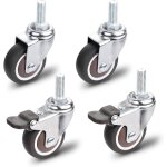 Roulettes pour meubles, 2 pi�ces roulette pivotante avec frein + 2 pi�ces roulette pivotante sans frein, ...