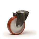 2gt roues et roulettes - roulette  oeil pivotante diamtre 125 mm roue polyurthane rouge roulements ...