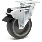 Wiltec - roulette pivotante en caoutchouc ?  125 mm ? capacit de charge 100 kg ? roue avec frein et ...