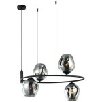 Roxane - luminaire suspendu moderne noir � 4 lumi�res avec abat - jour en graphite fum�, e27 - italux ...