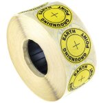 Rs pro - etiquette esd jaune, 'earth ground point' ( prix pour bobine de 1000 )