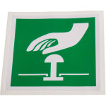 Etiquette de s�curit�, avec pictogramme : bouton d'arr�t d'urgence ( prix pour 1 )