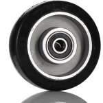 Roue de chariot caoutchouc noir 100mm x 40mm, alsage 12mm, longueur 40mm, roulement  bille, capacit ...