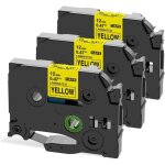 Ruban compatible pour brother p - touch tze - 631 12 mm jaune lamin� cassettes pour etiqueteuse brother ...