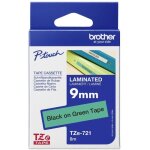 Ruban d'�tiquetage brother tze, tz tze - 721 couleur de ruban: vert couleur de police:noir 9 mm 8 m
