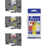 Ruban d'tiquetage jeu de 3 brother tze, tz tze - 31m3 couleur de ruban: blanc, jaune, rouge couleur ...