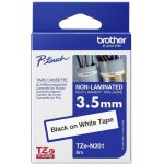 Ruban d'�tiquetage non lamin� brother tze, tz tze - n201 couleur de ruban: blanc couleur de police:noir ...