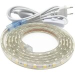 Ruban led 3m, tr�s lumineux bandeau led 220v avec interrupteur, 5050 ip65 etanche, blanc chaud